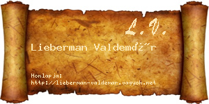 Lieberman Valdemár névjegykártya